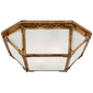 Morris Flush Mount in Gilded Iron with Frosted Glass