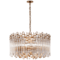 Adele Large Wide Drum Chandelier in Hand-Rubbed Antique Brass with Clear Acrylic