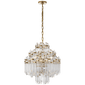 Adele Four Tier Waterfall Chandelier in Hand-Rubbed Antique Brass with Clear Acrylic