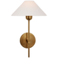 Hackney Single Sconce in Hand-Rubbed Antique Brass with Linen Shade