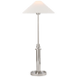 Hargett Buffet Lamp in Polished Nickel with Linen Shade