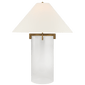 Brooks Table Lamp in Crystal and Gilded Iron with Linen Shade