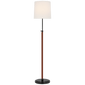 Bryant Wrapped Floor Lamp in Bronze and Saddle Leather with Linen Shade