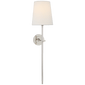 Bryant Large Tail Sconce in Polished Nickel with Linen Shade