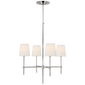 Bryant Small Chandelier in Polished Nickel with Linen Shades