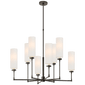 Ziyi Large Chandelier in Bronze with Linen Shades