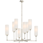 Ziyi Large Chandelier in Polished Nickel with Linen Shades