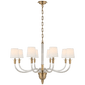 Vivian Large One-Tier Chandelier in Hand-Rubbed Antique Brass with Linen Shades