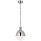 Hicks Small Pendant in Polished Nickel with White Glass