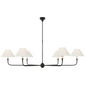 Piaf Oversized Chandelier in Aged Iron and Ebonized Oak with Linen Shades