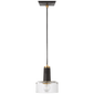 Iris Single Pendant in Bronze and Hand-Rubbed Antique Brass with Clear Glass