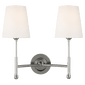 Capri Double Sconce in Polished Nickel with Linen Shades