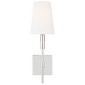 Beckham Classic Sconce in Polished Nickel with Linen Shade