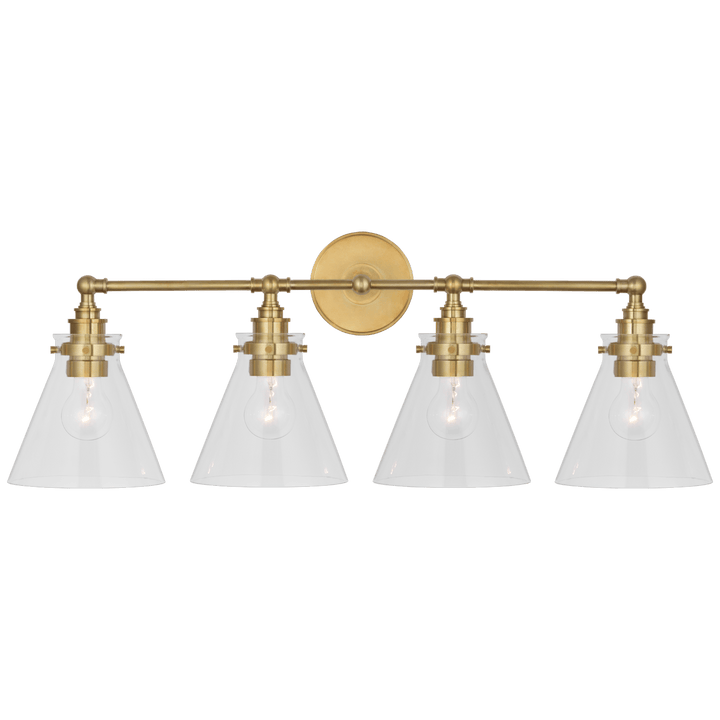 Parkington 32" Four Light Bath Bar, a premium Bath light by Visual Comfort & Co. Close - up image of its design.