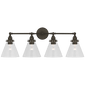 Parkington 32" Four Light Bath Bar, a premium Bath light by Visual Comfort & Co. Close - up image of its design.