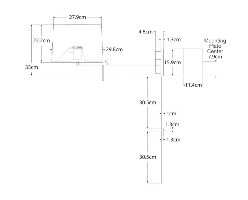Настінний світильник Sweep Medium Right Articulating Sconce Креслення