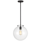 Kate One Light Sphere Pendant in Midnight Black with Clear Glass