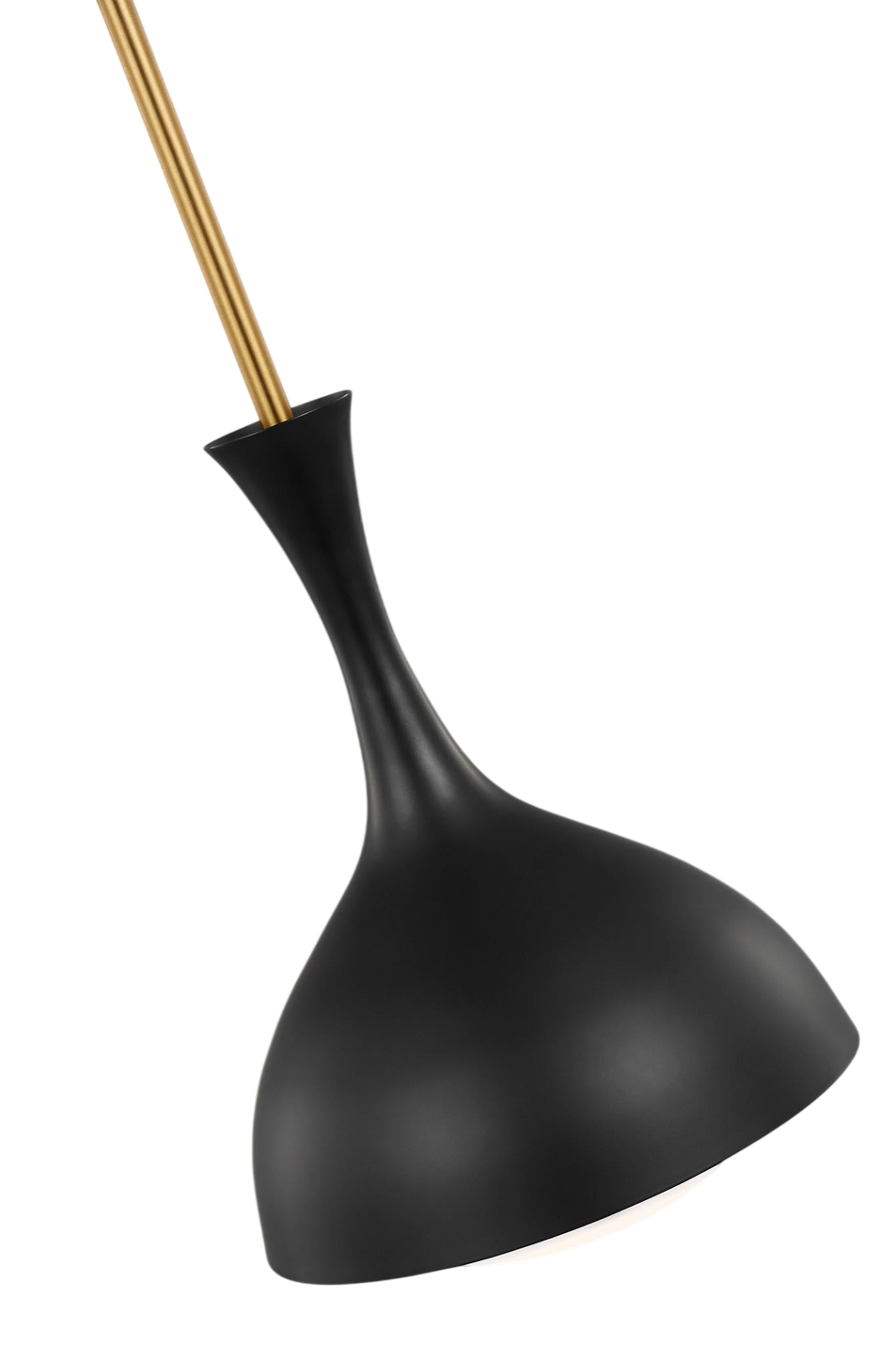 Lucerne One Light Small Pendant in Midnight Black and Burnished Brass with White Glass