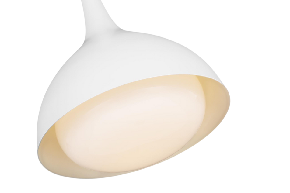 Lucerne One Light Small Pendant in Matte White and Burnished Brass with White Glass