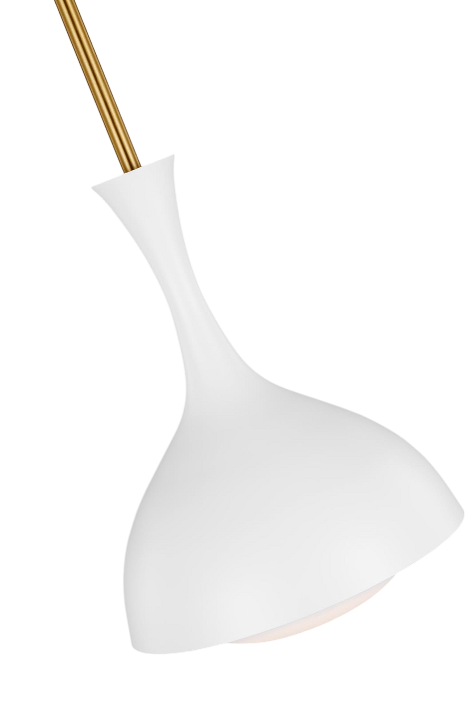 Lucerne One Light Small Pendant in Matte White and Burnished Brass with White Glass