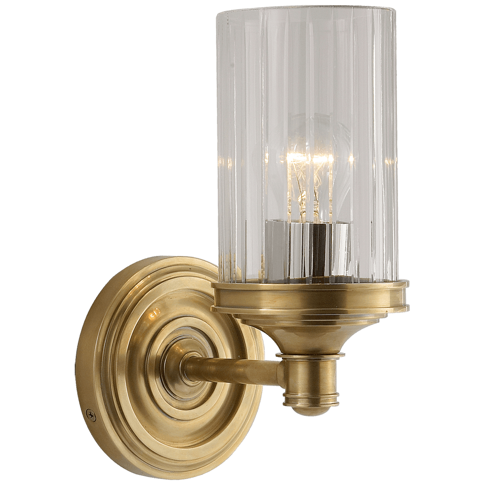 Ava Single Sconce in Hand-Rubbed Antique Brass with Crystal