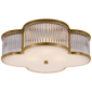 Basil 17" Flush Mount in Natural Brass and Clear Glass Rods with Frosted Glass