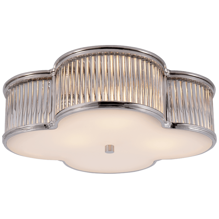 Basil 17" Flush Mount in Polished Nickel and Clear Glass Rods with Frosted Glass