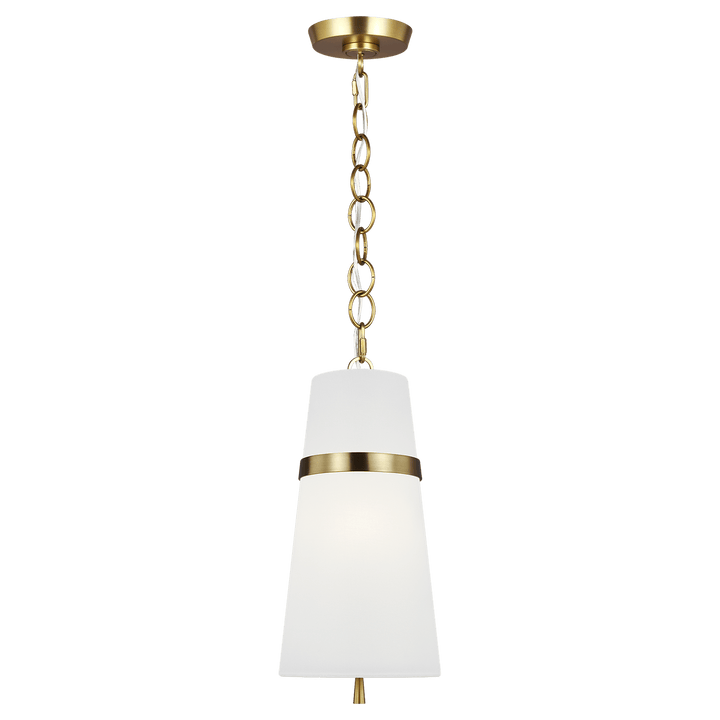 Cordtlandt Small Pendant in Burnished Brass with Linen Shade