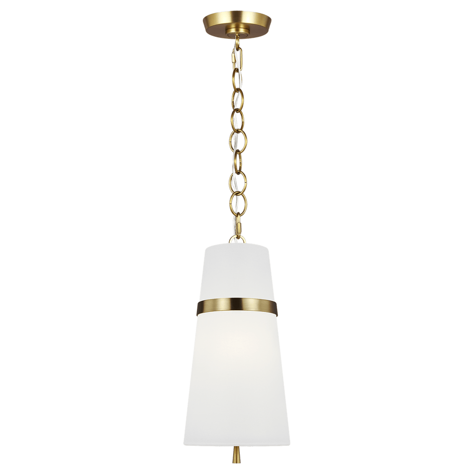 Cordtlandt Small Pendant in Burnished Brass with Linen Shade