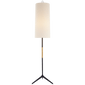 Frankfort Floor Lamp in Aged Iron with Gilded Accents and Linen Shade