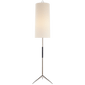 Frankfort Floor Lamp in Polished Nickel with Ebony Accents and Linen Shade