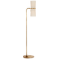 Clarkson Floor Lamp in Hand-Rubbed Antique Brass with Linen Shades