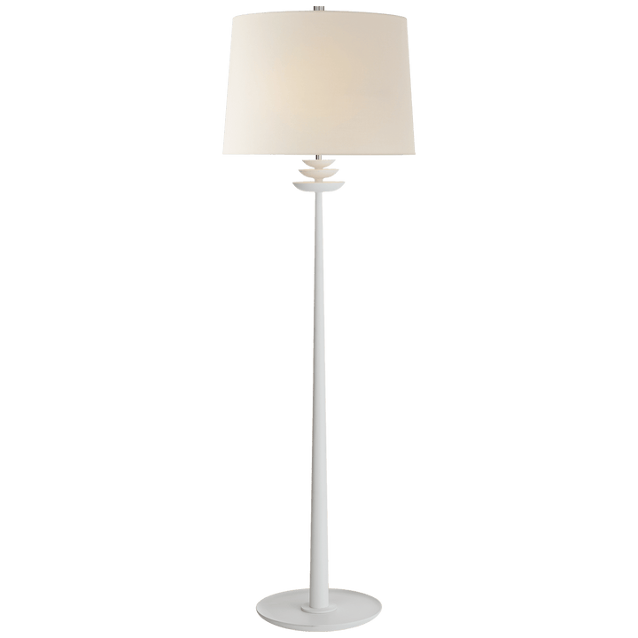 Beaumont Floor Lamp in White with Linen Shade