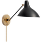 Charlton Wall Light in Black and Hand-Rubbed Antique Brass