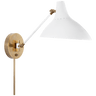 Charlton Wall Light in White and Hand-Rubbed Antique Brass