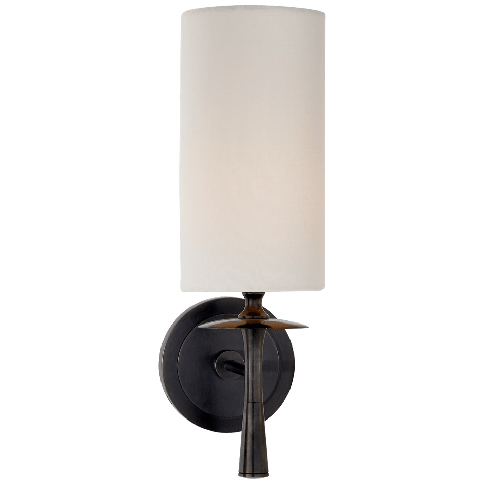 Drunmore Single Sconce in Bronze with Linen Shade