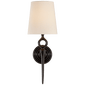 Bristol Single Sconce in Aged Iron with Linen Shade