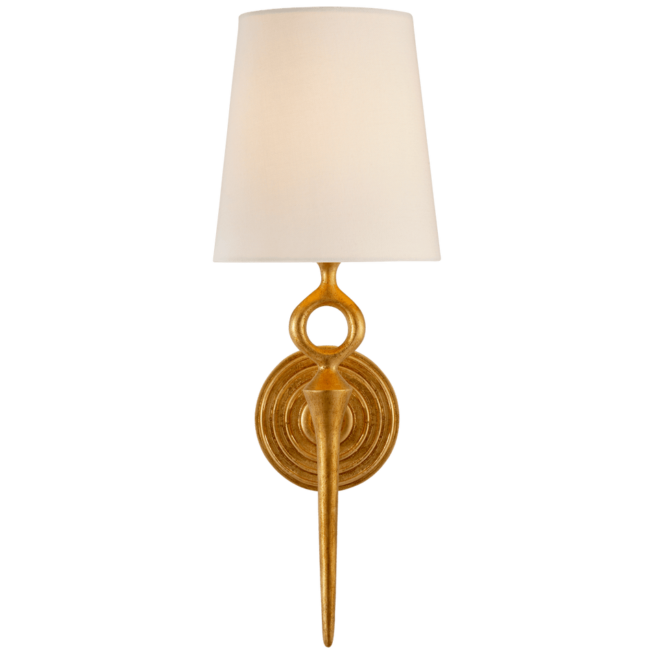 Bristol Single Sconce in Gilded with Linen Shade