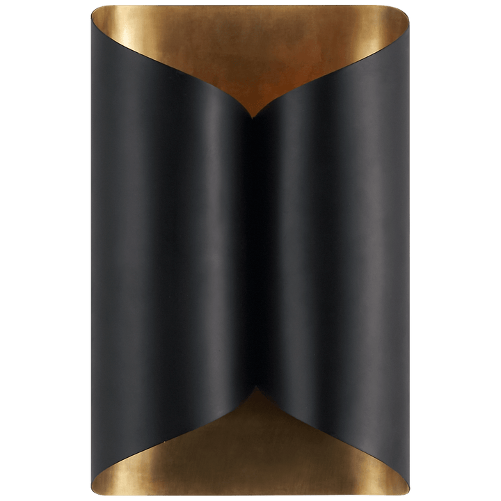 Selfoss Sconce in Black with Hand-Rubbed Antique Brass Interior