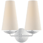 Fontaine Double Sconce in Plaster with Linen Shades