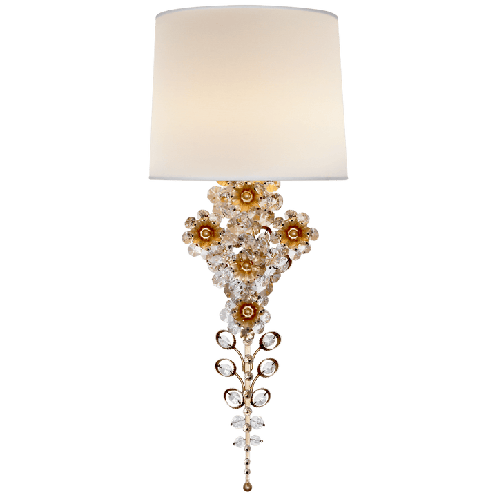 Claret Tail Sconce in Gild with Linen Shade