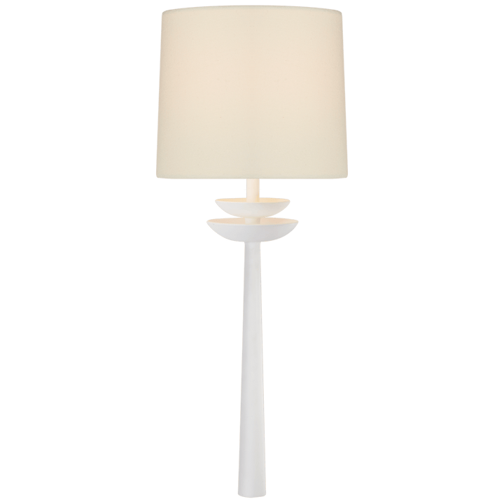 Beaumont Medium Tail Sconce in White with Linen Shade
