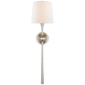 Dover Large Tail Sconce in Burnished Silver Leaf with Linen Shade