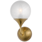 Cristol Small Single Sconce in Hand-Rubbed Antique Brass with White Glass