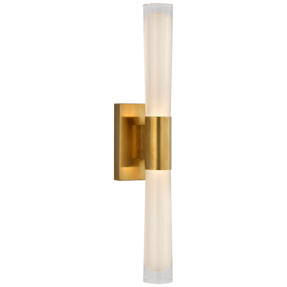Brenta Single Sconce in Hand-Rubbed Antique Brass with White Glass