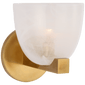 Carola Single Sconce in Hand-Rubbed Antique Brass with White Strie Glass