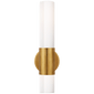 Penz Medium Cylindrical Sconce in Hand-Rubbed Antique Brass with White Glass