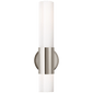 Penz Medium Cylindrical Sconce in Polished Nickel with White Glass