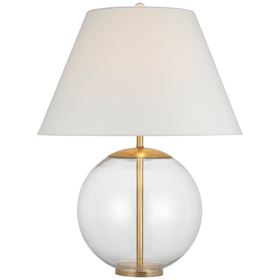 Morton Large Table Lamp in Clear Glass with Linen Shade