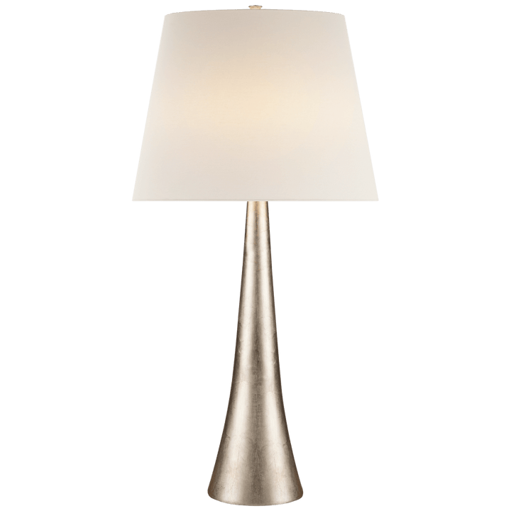 Dover Table Lamp in Burnished Silver Leaf with Linen Shade
